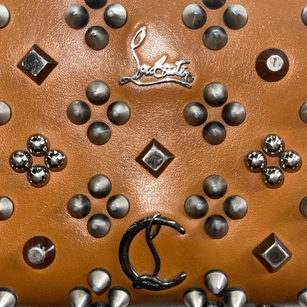♥️ Christian Louboutin Panettone Wallet Spikes Loubinthesky Seville Calf Leather